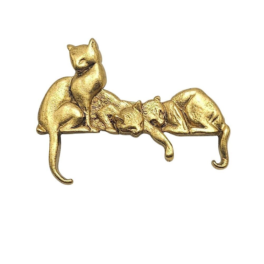 Vintage MFA Museum of Fine Arts Cat Egyptian Gold Tone Brooch